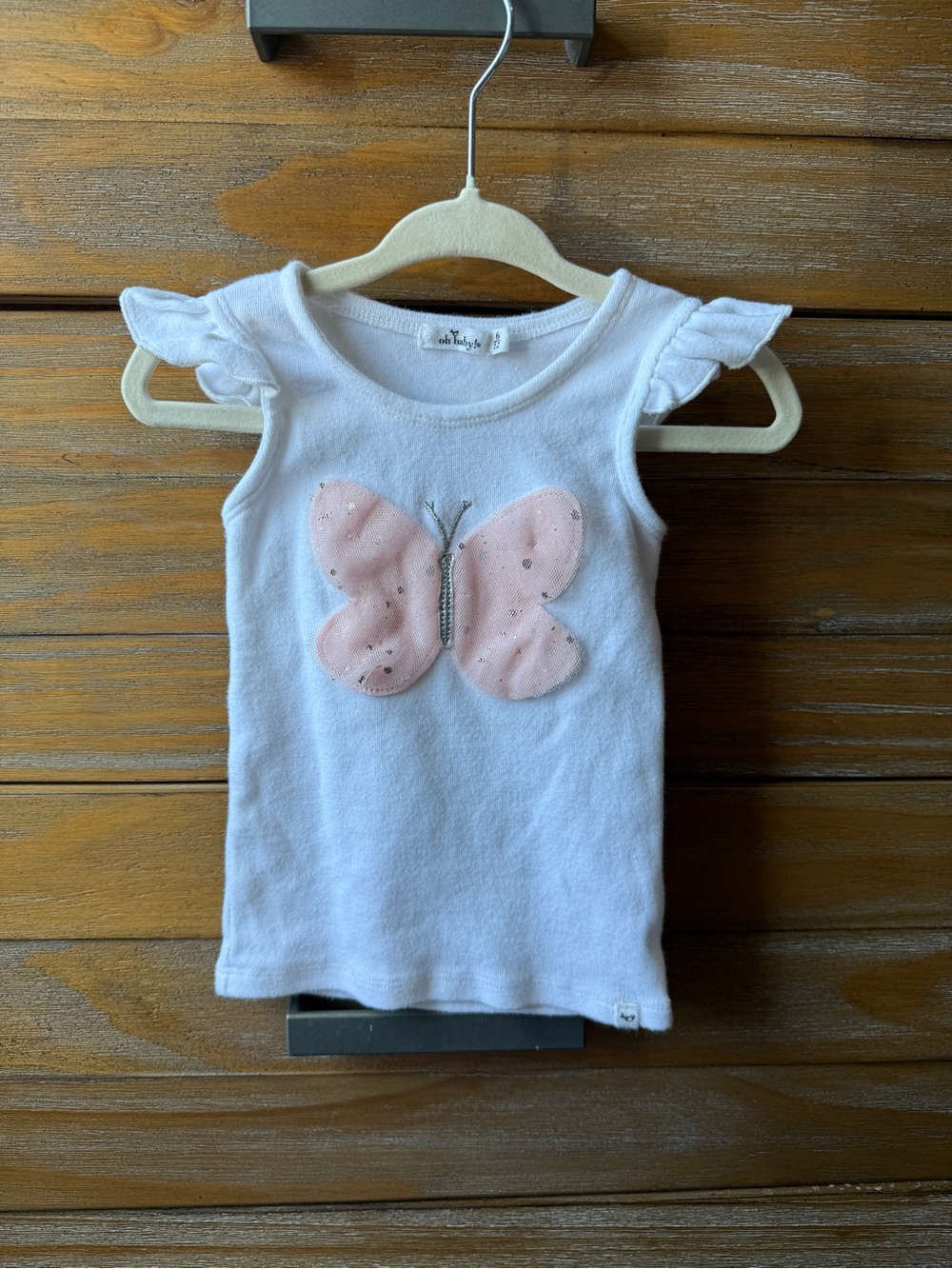 Oh Baby! White Butterfly Appliqué Tank Top - baby girl